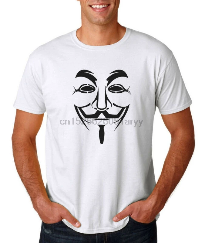 Anonymous Mask T-Shirt S-3XL V Vendetta Guy Fawkes Disobey Freedom Hacker | Мужская одежда