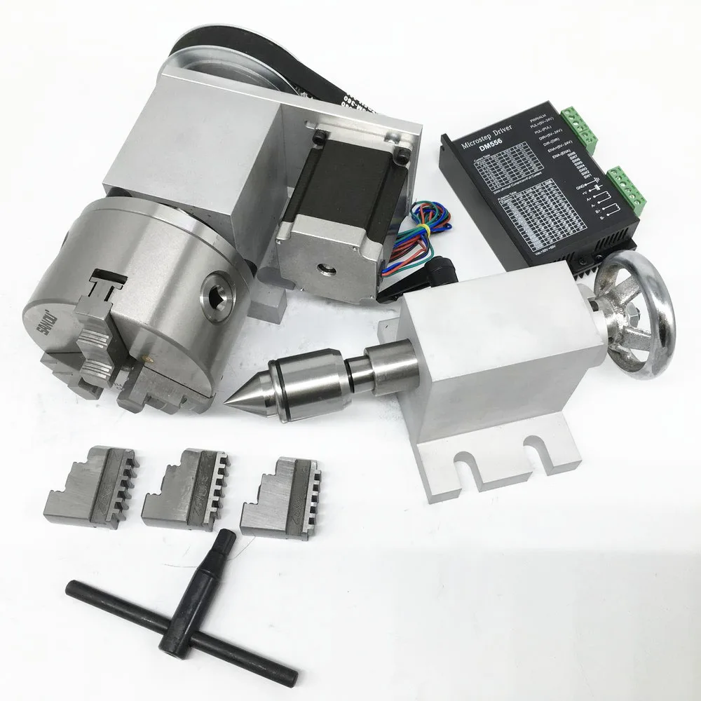 CNC ось вращения 4 Челюсти Sanou K02-50 " патрон 4th 4 оси вращения и привода и MT2 задняя штока для фрезерного станка деревообработки гравировки