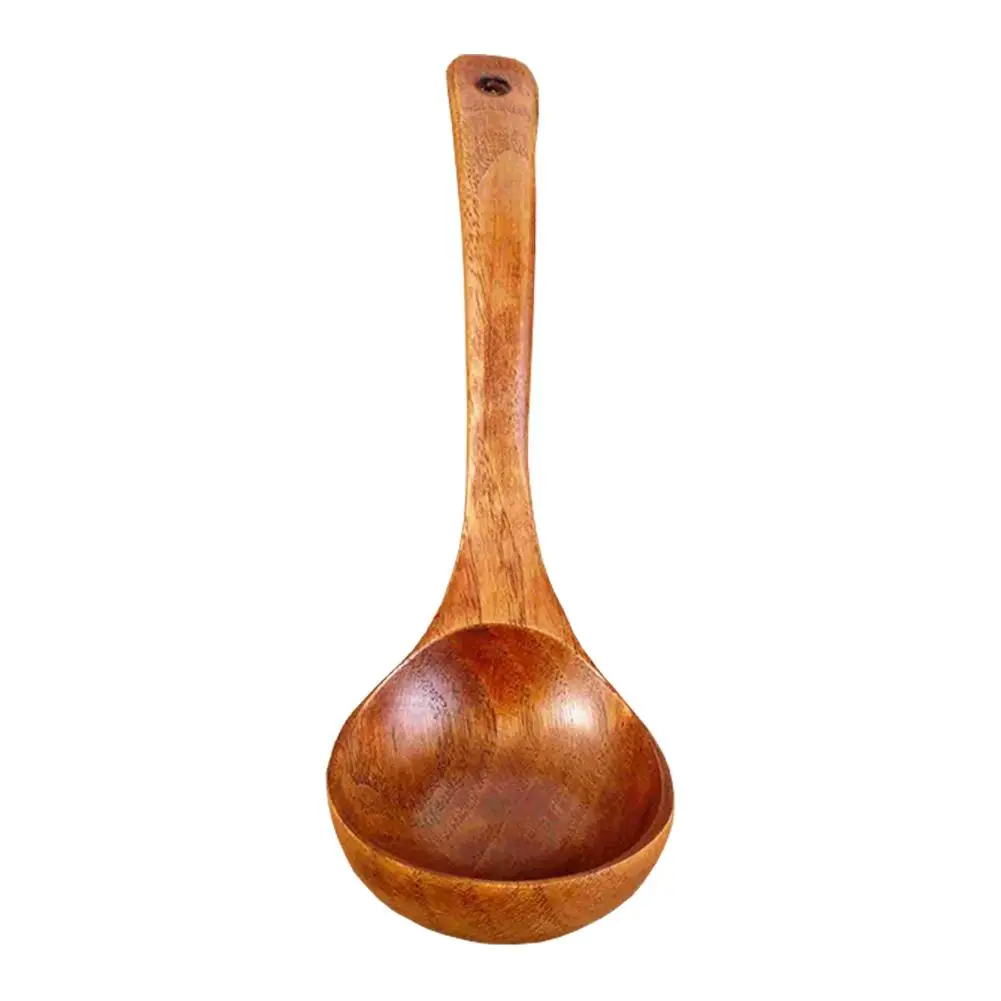 

Chinese Wooden Spoon With Long Handle Eco-friendly Durable Soup Rice Spoon Cooking Kitchen Tools