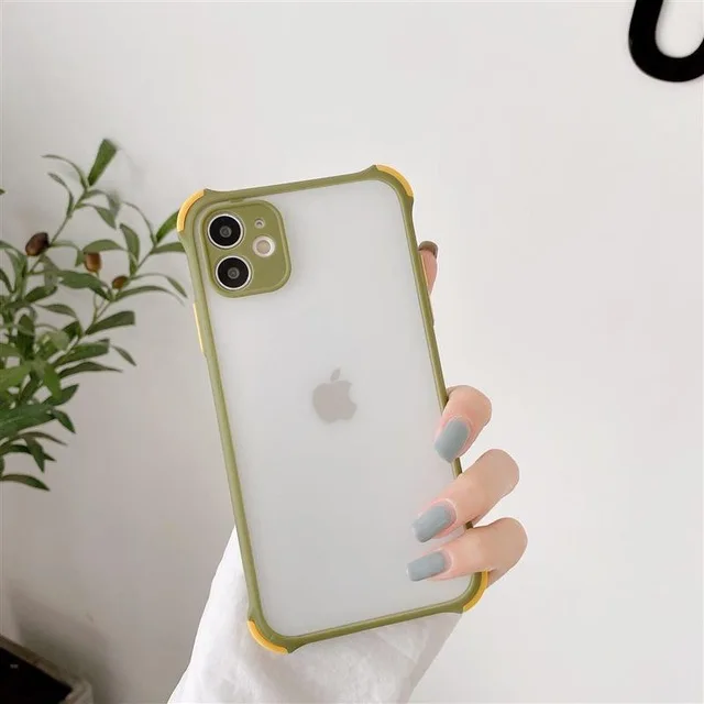 Fashion Matte Transparent Candy Colors Phone Case For Xiaomi Redmi POCO Note 9S X3 9 NFC Pro Max Anti Fall Protection Case Cover Army Green