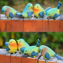 4 шт. фигурки с птицами из смолы, мини искусственный орнамент для птиц, украшение для газона, двора, дерева, наружные скульптуры из смолы для домашнего сада