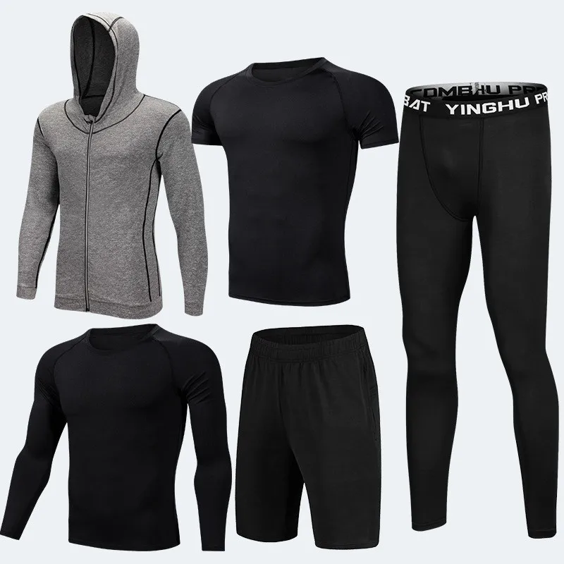New 5 Pcs/Set Men's Tracksuit Sports Suit Gym Fitness Compression Clothes Running Jogging Sport Wear Exercise Workout Tights - Цвет: Style 14