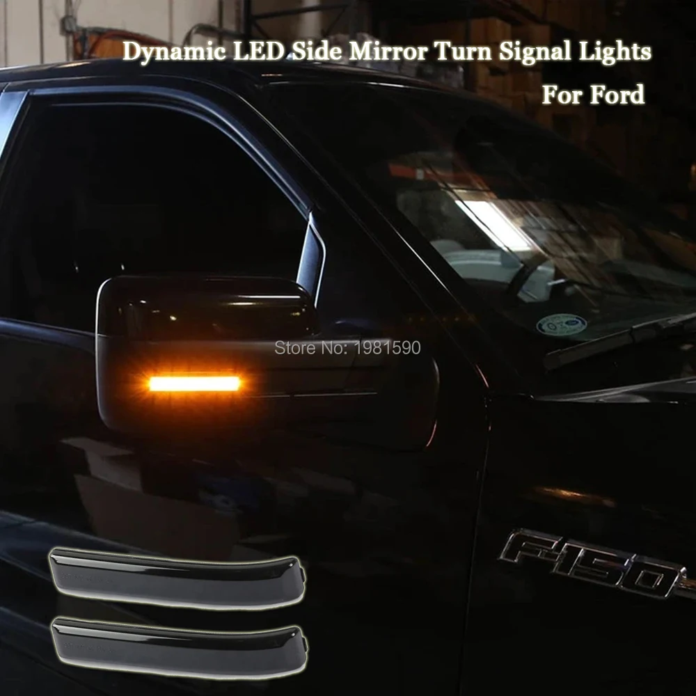 

2pcs Water flowing led turn signal indicator lights for Ford F150 Raptor side mirror dynamic direction lamps