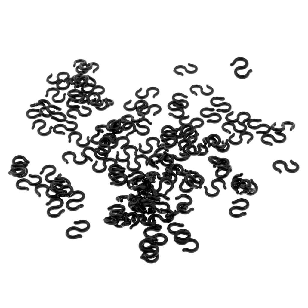 100pcs Black S-Hook Clips Shift Cable Brake Gear Cable Housing Holder Guide