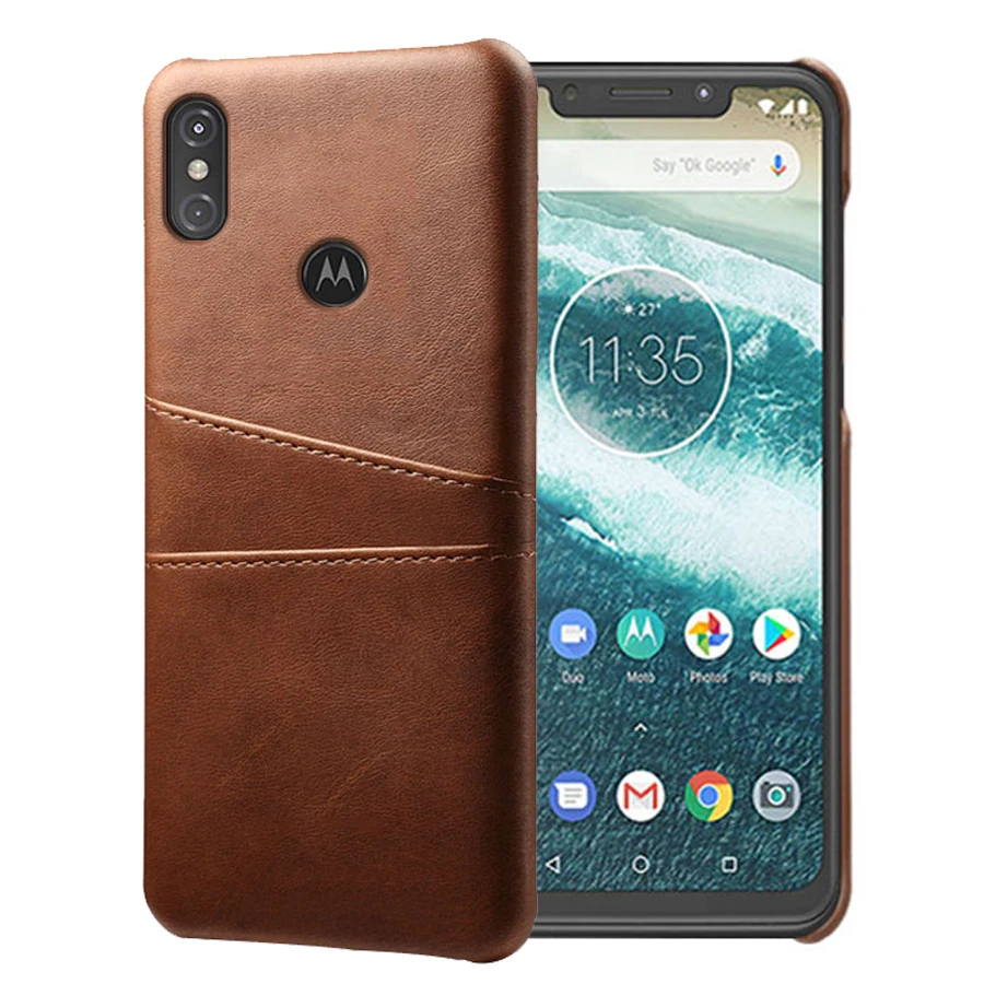 Кожаные держатели для телефонов SCK для телефонов Motorola Moto One power(P30 Note), тонкий гибридный жесткий чехол для телефона - Цвет: Шоколад