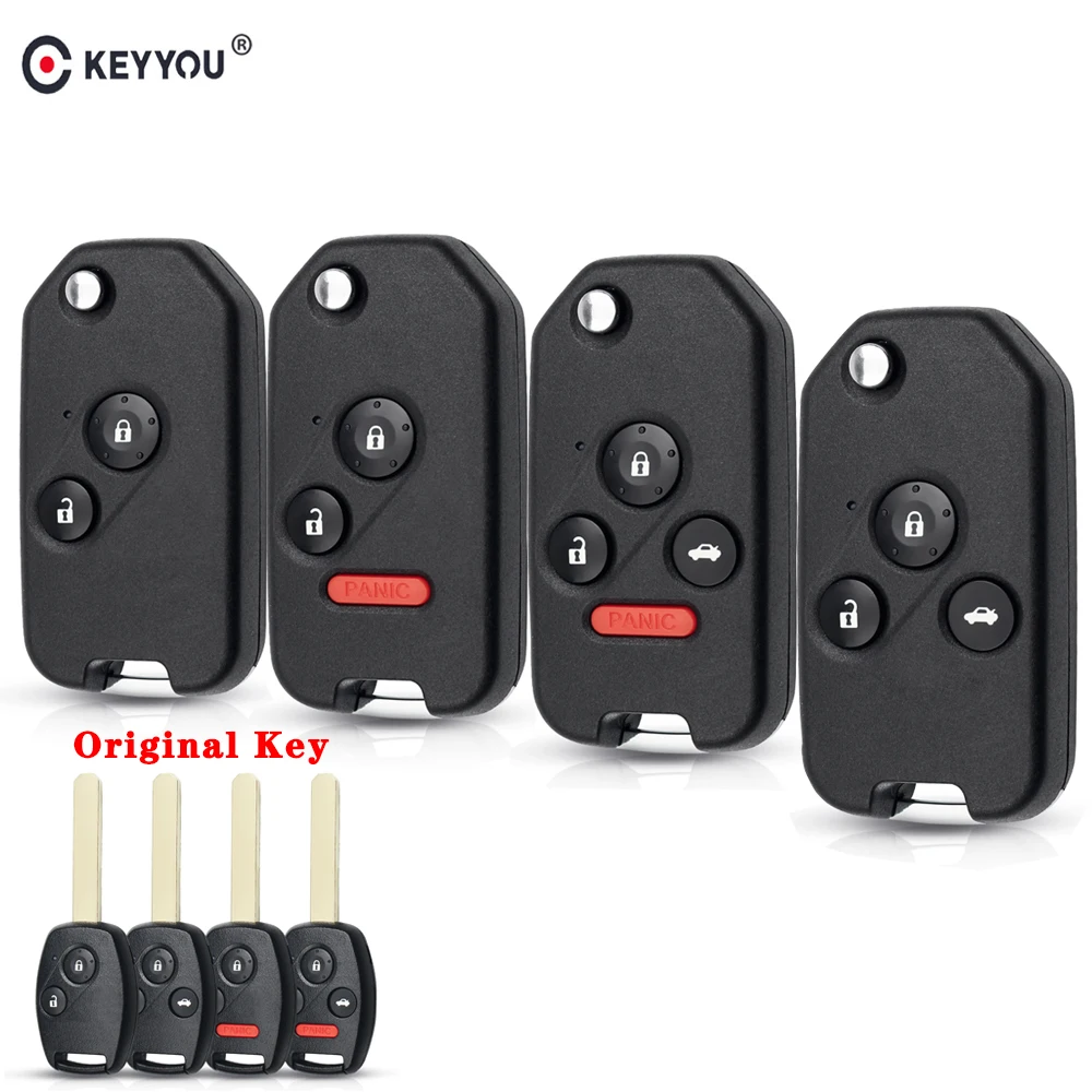 KEYYOU модифицированный флип чехол для автомобильного ключа Honda Fit Civic CRV Jazz HRV Accord Pilot