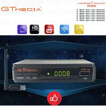 

GTMEDIA V7S HD DVB-S2 Satellite Receiver Decoder with USB WiFi Satellite Receiver 1080P Full HD and 2 year CLINE cccam Fr