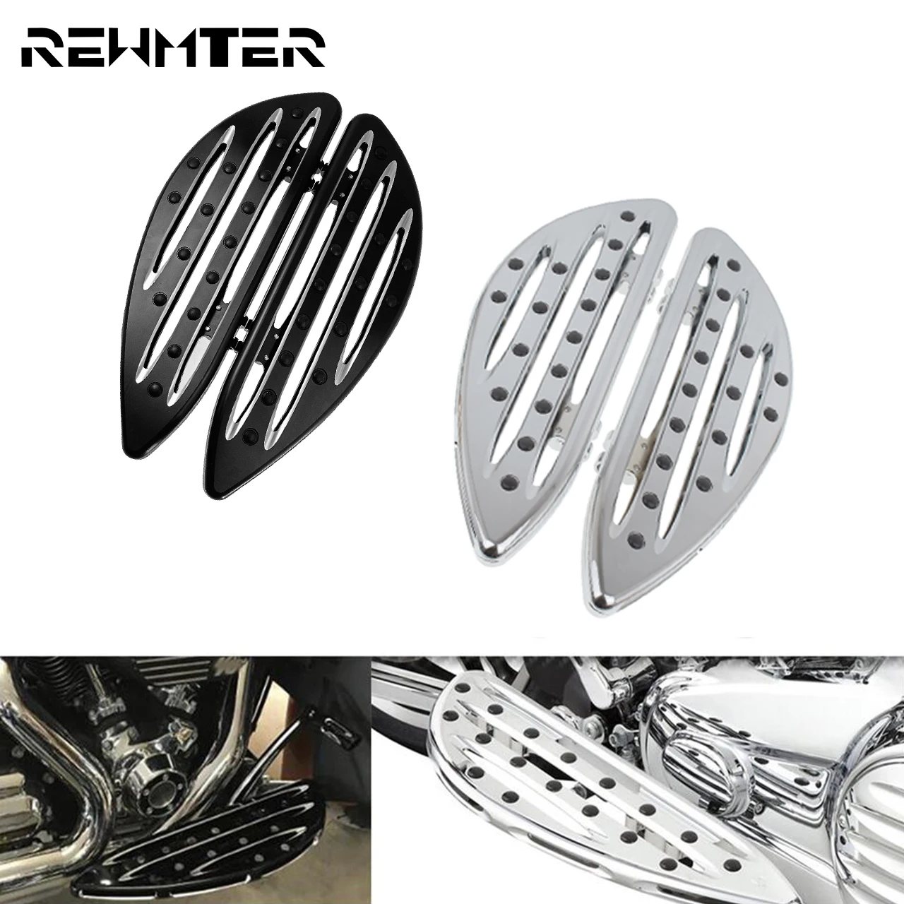 Motorcycle Driver Stretched Front Floorboards Black/Chrome Footpegs Footrest For Harley Touring Softail Electra Glide Road King