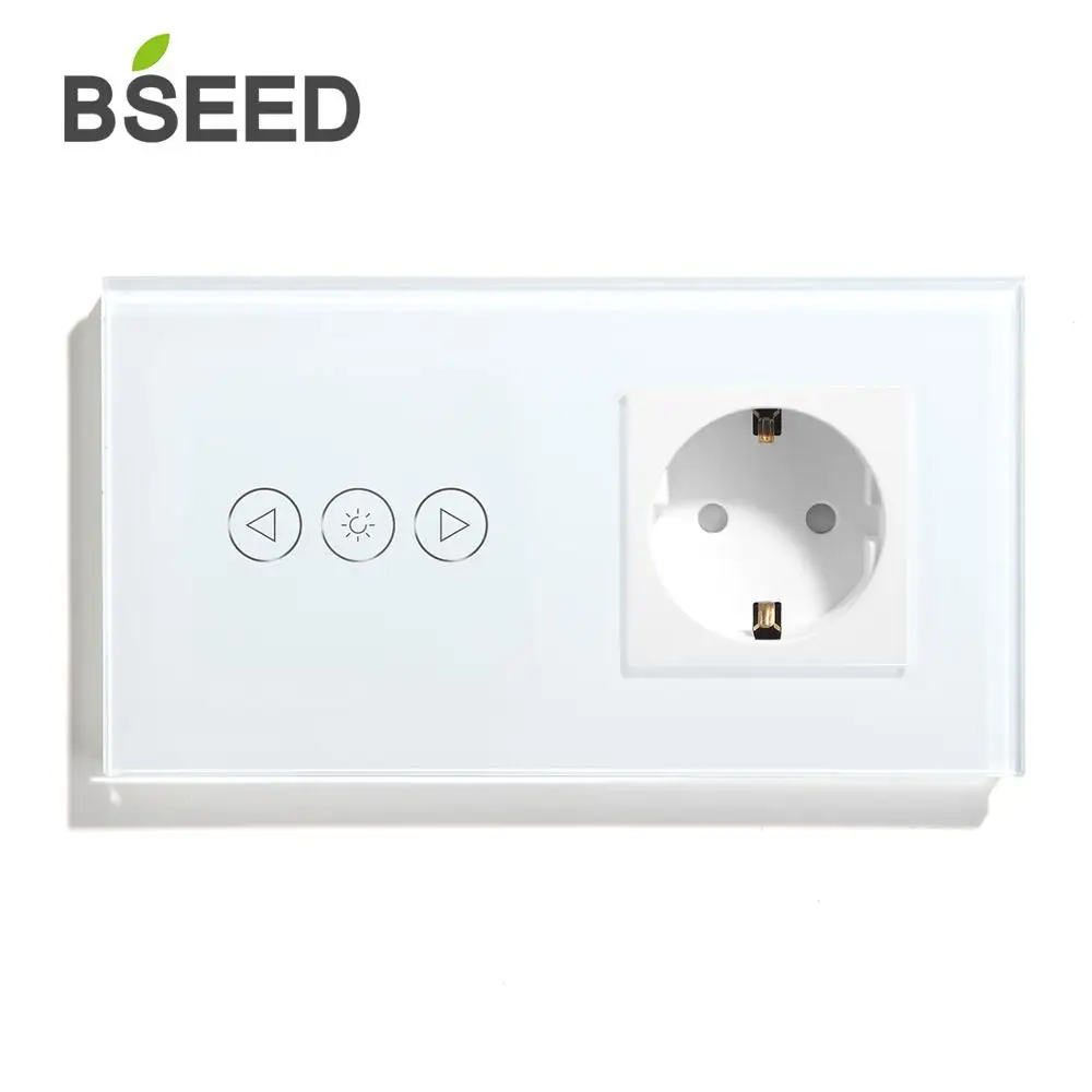 BSEED ЕС стандартный диммер с европейской розеткой панель из хрустального стекла