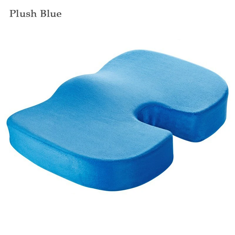 Plush Blue Нескользящая Ортопедическая подушка для сиденья из пены с эффектом памяти, медленный отскок для офисного кресла, автомобиля, поддержка бедер, защита копчика, подушка для ухода за здоровьем - Цвет: Plush Blue