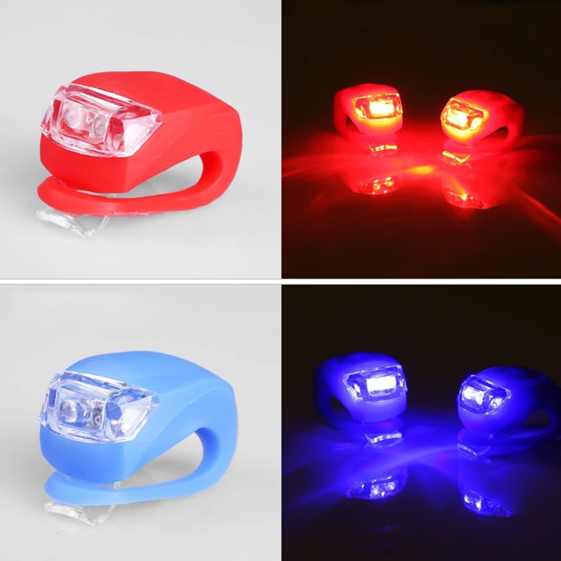 

Bicycle Front Light Silicone LED Head Front Rear Wheel Bike Light Waterproof Cycling With Battery Bicycle Accessories Bike Lamp