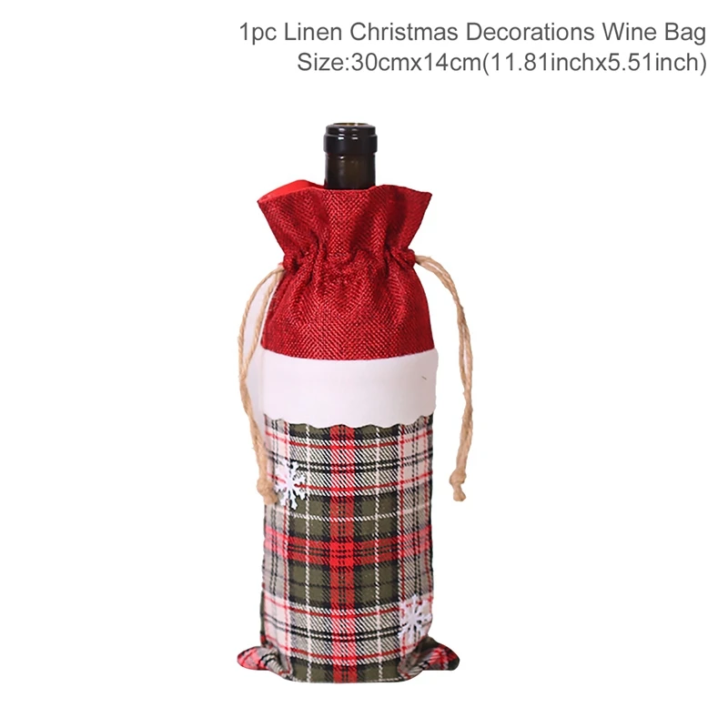 thumbnail image 1 of Funda para botella de vino de Navidad, adornos navideños para el hogar, adorno navideño 2024, decoración de mesa navideña, regalo de Año Nuevo 2025, 1 of 5