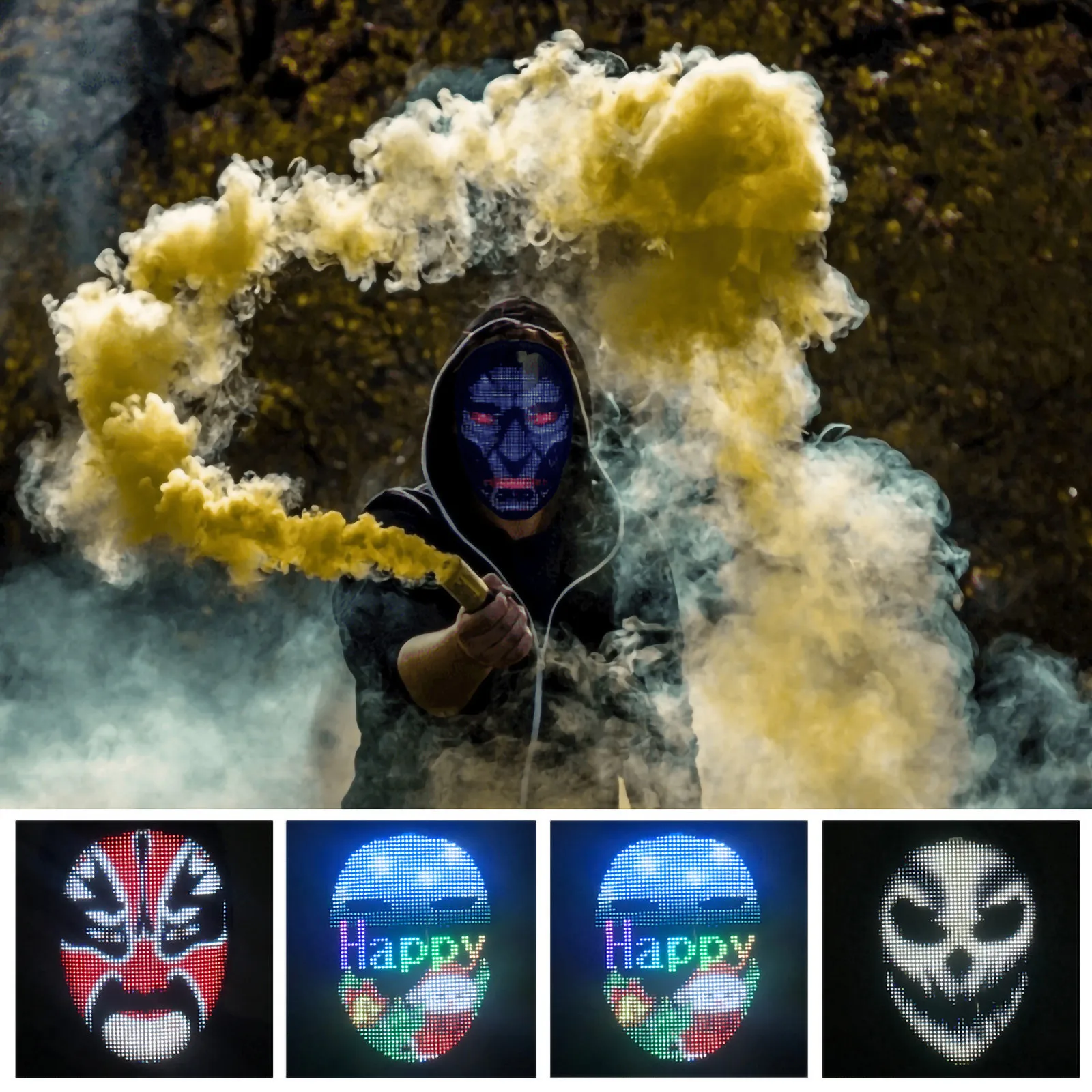 APP Full-color LED Face-changing Glowing Luminous Mask Mobile Phone APP Display Mask Holiday Decorations Mondkapjes Masque 127