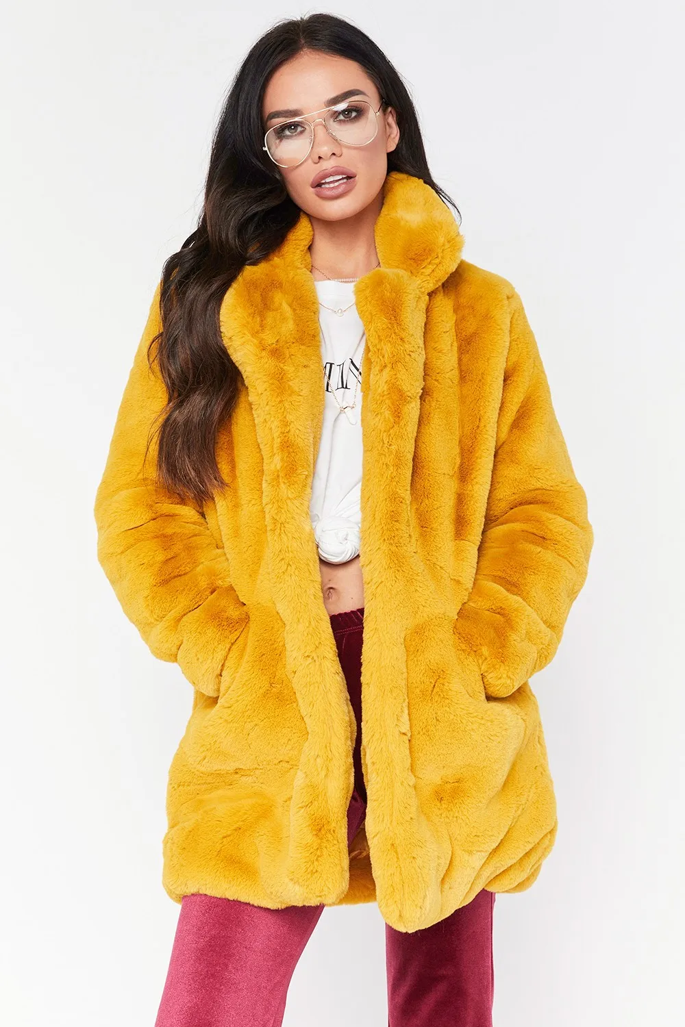 Толстое теплое осенне-зимнее женское пальто размера плюс повседневное пальто из искусственного меха женские винтажные меховые куртки с Длинным Рукавом casaco feminino - Цвет: Цвет: желтый