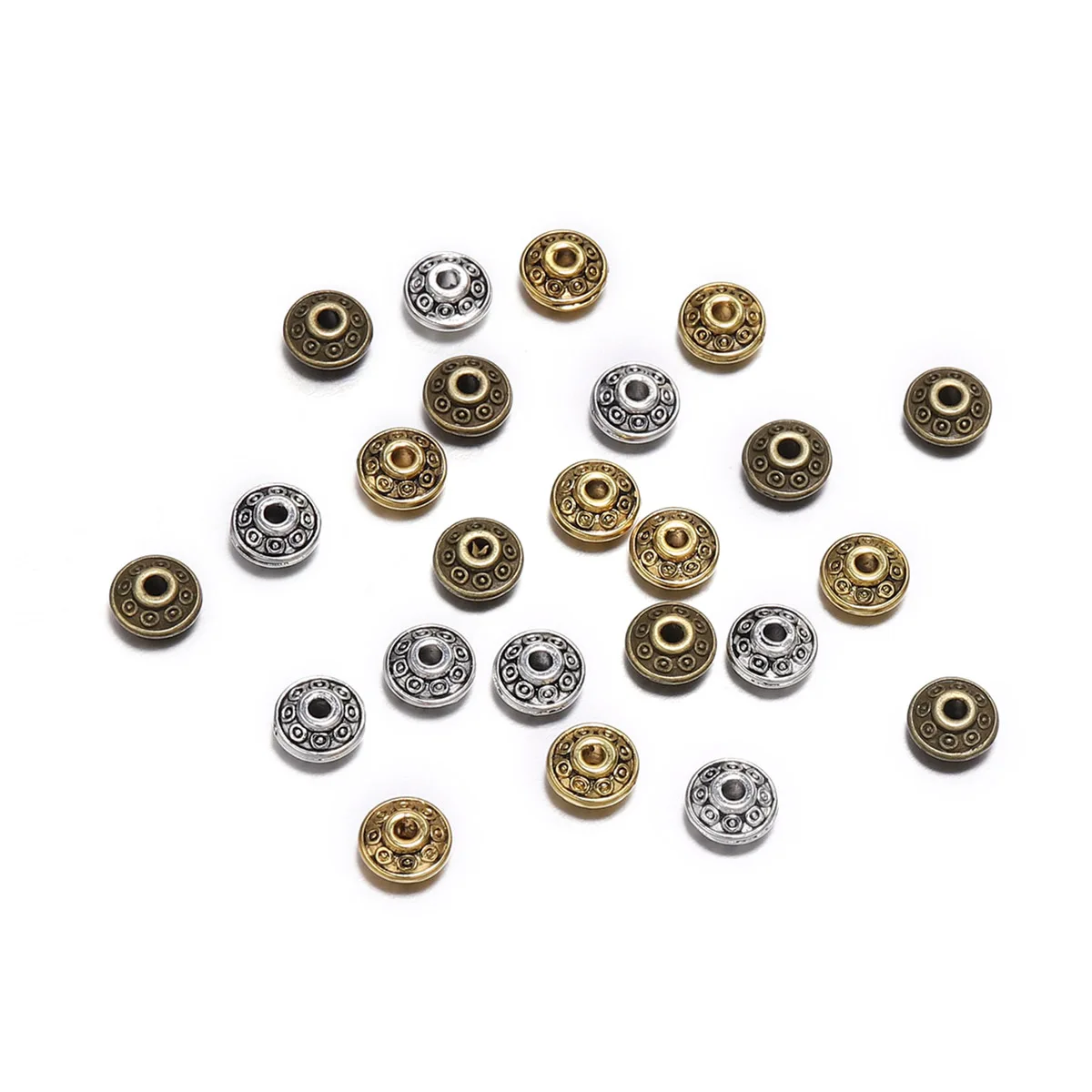 

50pcs/lot 6mm Gold Antique Bronze Plated Spacer Beads Cone Pattern Loose Vintage Beads For DIY Jewelry Making Findings Supplies