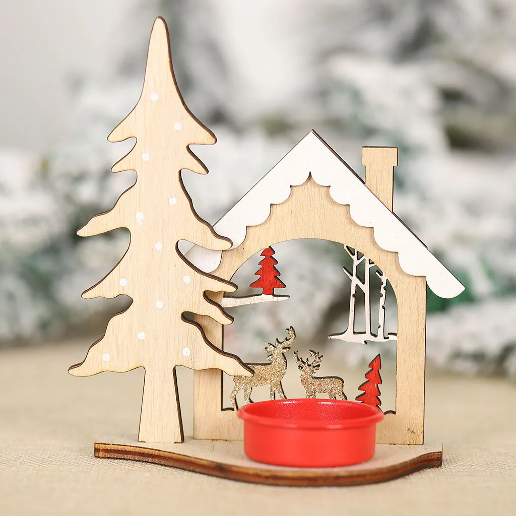 Подсвечники креативные Diy Рождественский деревянный подсвечник Настольный украшение стола Decoracion Hogar модно#30