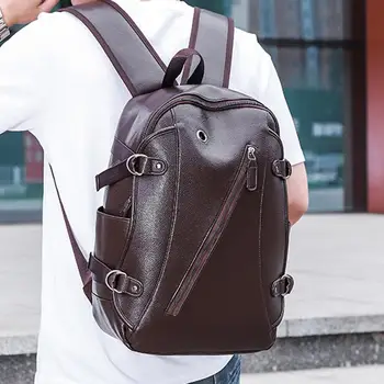 

2020 free shipping School Style Leather Backpack Bag For College Simple Design Men Waterproof Casual Daypacks