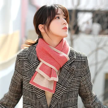 

Women Solid Color Knit Scarves 2020 Autumn New Soft Striped Warm Lady Girls Wraps Thin Long Scarf Female Shawl Men Women Scarf