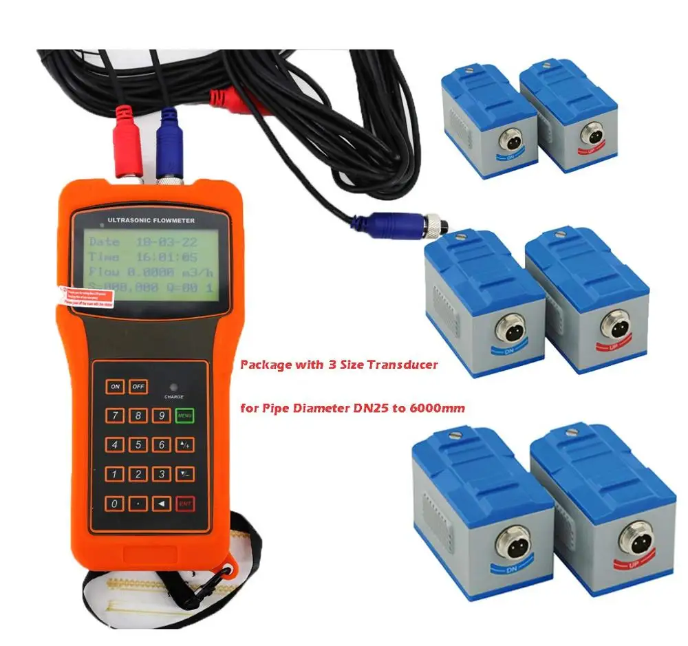 Handheld TUF-2000H Portable Ultrasonic Liquid Flowmeter with DN25-6000mm Range TS-2 TM-1 TL-1 Transducer Digital Flow Meter | Инструменты