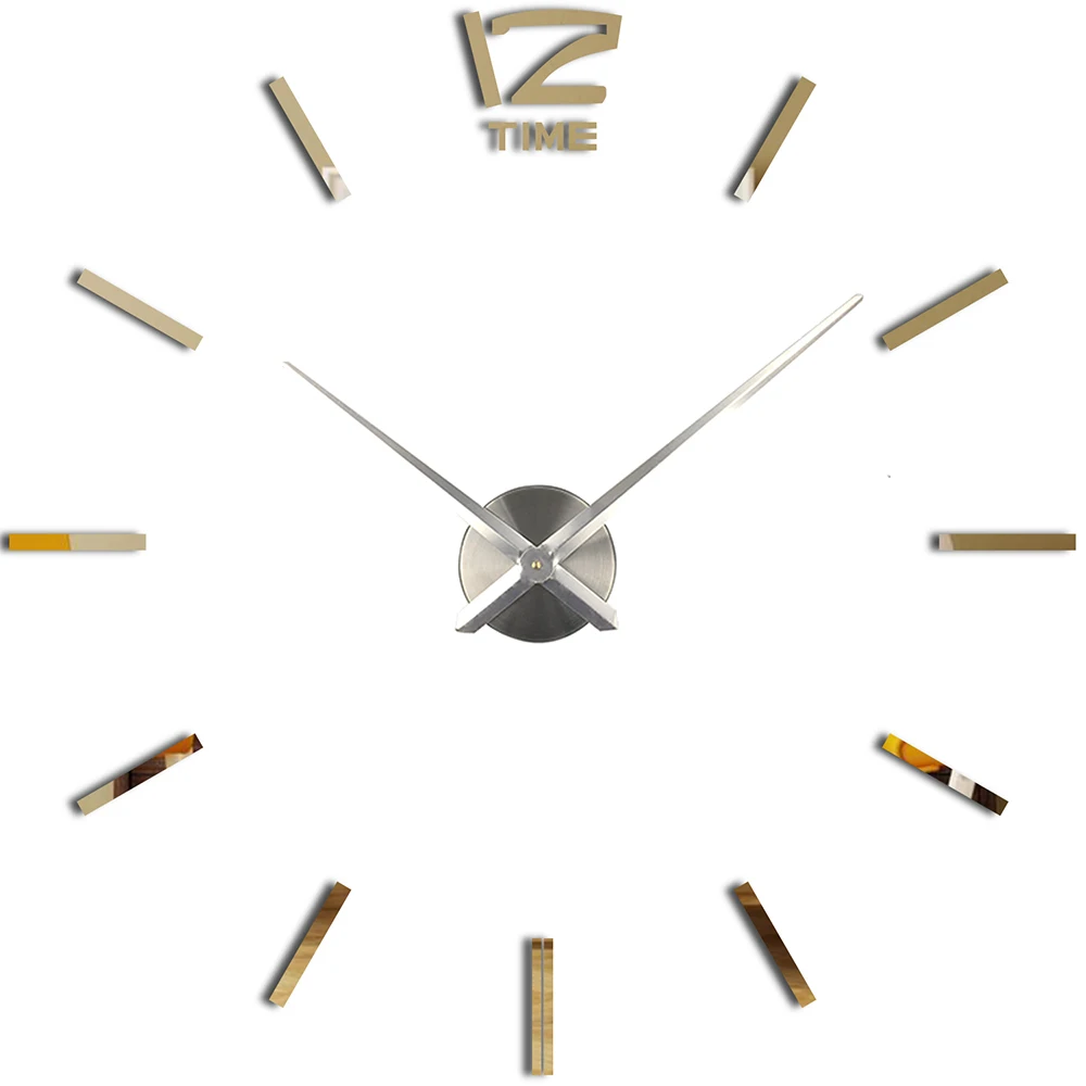 sliver and gold Новое поступление, настенные часы "сделай сам", кварцевые часы, модные часы, 3D настоящие большие настенные часы, зеркальные наклейки, сделай сам, декор для гостиной - Цвет: sliver and gold
