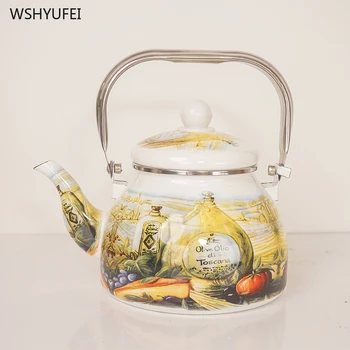 

1.5L enamel kettle tea hip flask gas stove stove induction cooker household abstract oil painting thickened coffee milk teapot