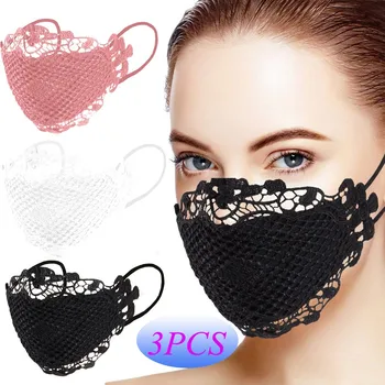 

3pc Delicate Lace Applique Washable and Reusable Mouth Face Mask mascarillas masque Personal Health Care breathable Face Mask
