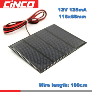 

12V1.5W with extend wire Watts Solar Cells poly Li-ion Battery charger Power Bank voltage LED lamp Solar Panel 5 VDC with wire