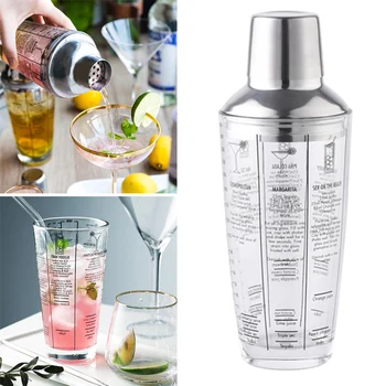 

700ml Mix Master Bottle Cocktail Shaker Transparent Stainless Steel Glass Bar Tools HUG-Deals