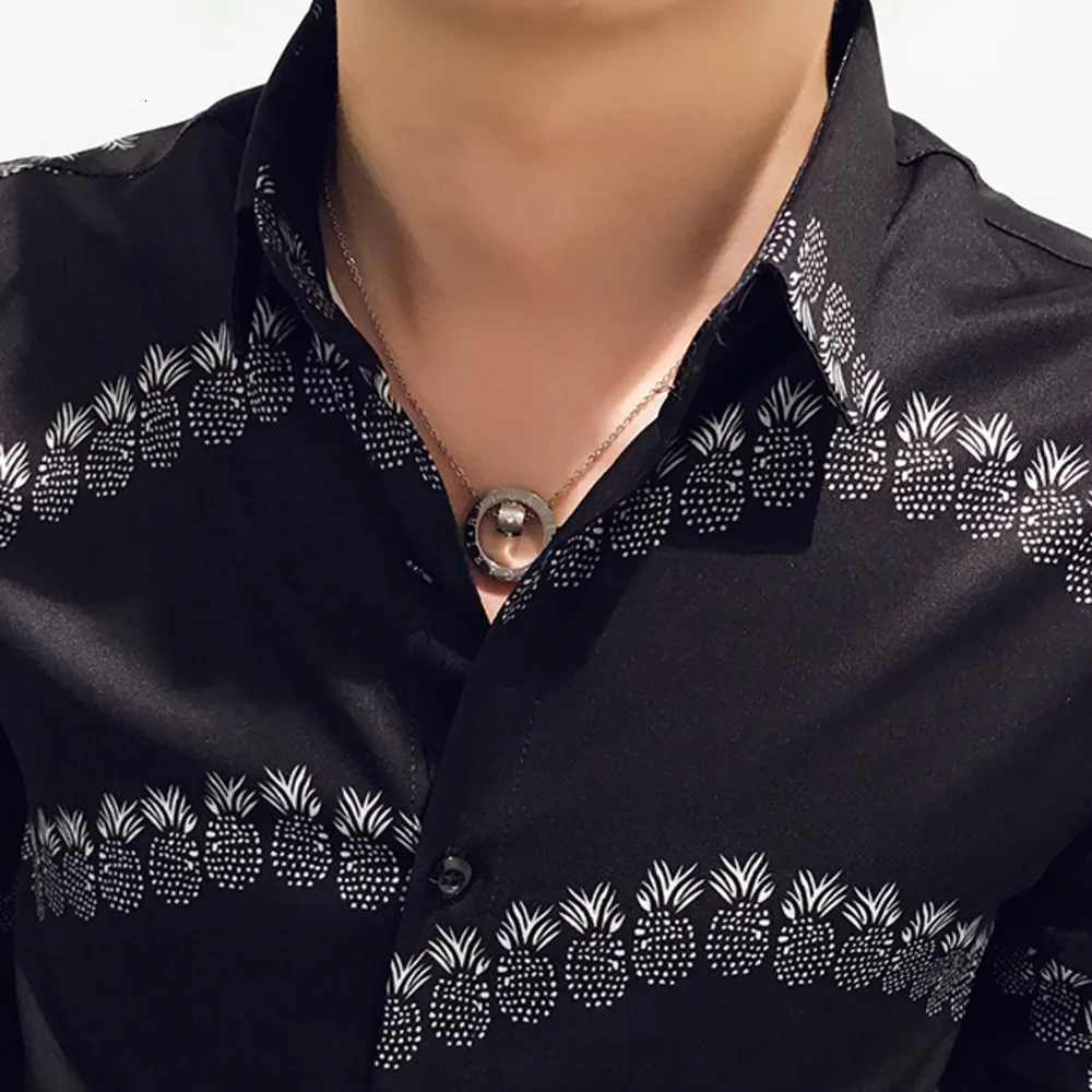 Balck белая мужская гавайская рубашка с длинным рукавом, повседневные облегающие рубашки, Мужская одежда, дизайнерская одежда, уличная одежда для мужчин, Camisa
