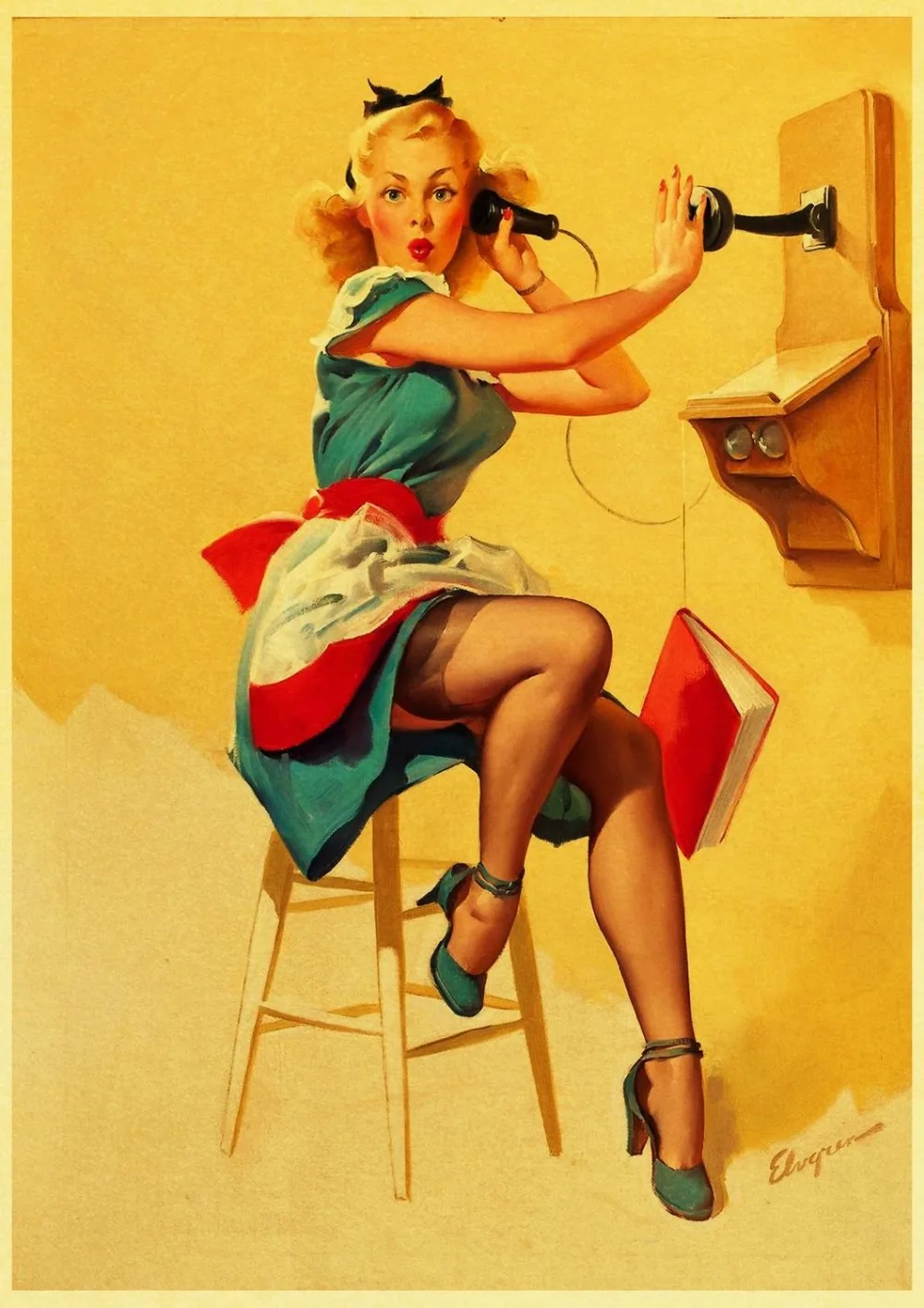 Vinatge-World-War-II-Sexy-Pin-up-Girl-Retro-Poster-Canvas-Paper-Printed-Sexy-Lady-Art(23)