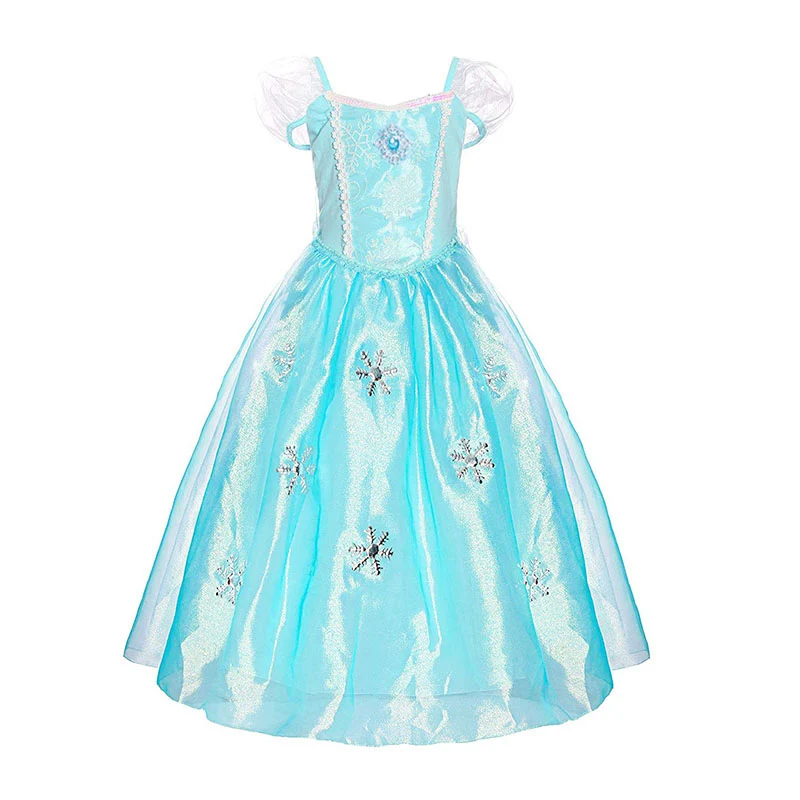 Платье принцессы Эльзы для девочек; Детский костюм с цветочным рисунком; комплект из 2 предметов «Снежная королева»; вечерние платья Эльзы на день рождения, Хэллоуин, маскарадный костюм Анны - Color: DE15