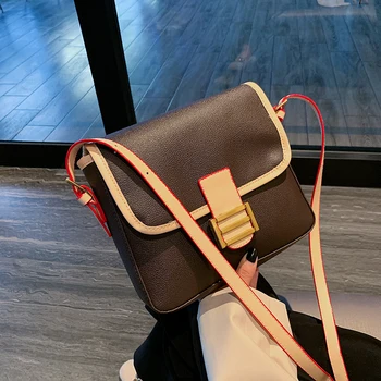 

Fashion Leather Flap Bag Female Shoulder Bags for Women Luxury Handbags Women Bags Designer High Quality Contrast Crossbody Bags