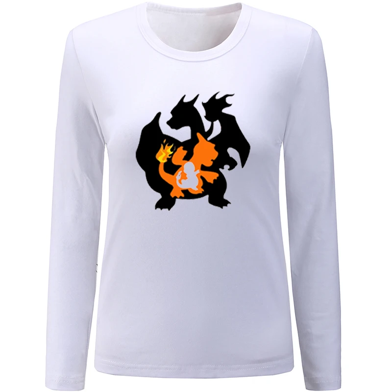 Pokemon Charizard Bulbasaur Пикачу Сквиртл женская футболка с длинным рукавом и принтом графическая футболка хлопковые футболки подарок