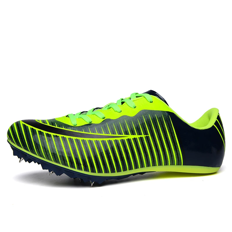 Спортивные кроссовки с шипами для мужчин, женщин, детей, спортивная обувь, профессиональная гоночная обувь для бега, спортивная обувь с шипами, кроссовки для мужчин - Цвет: Зеленый