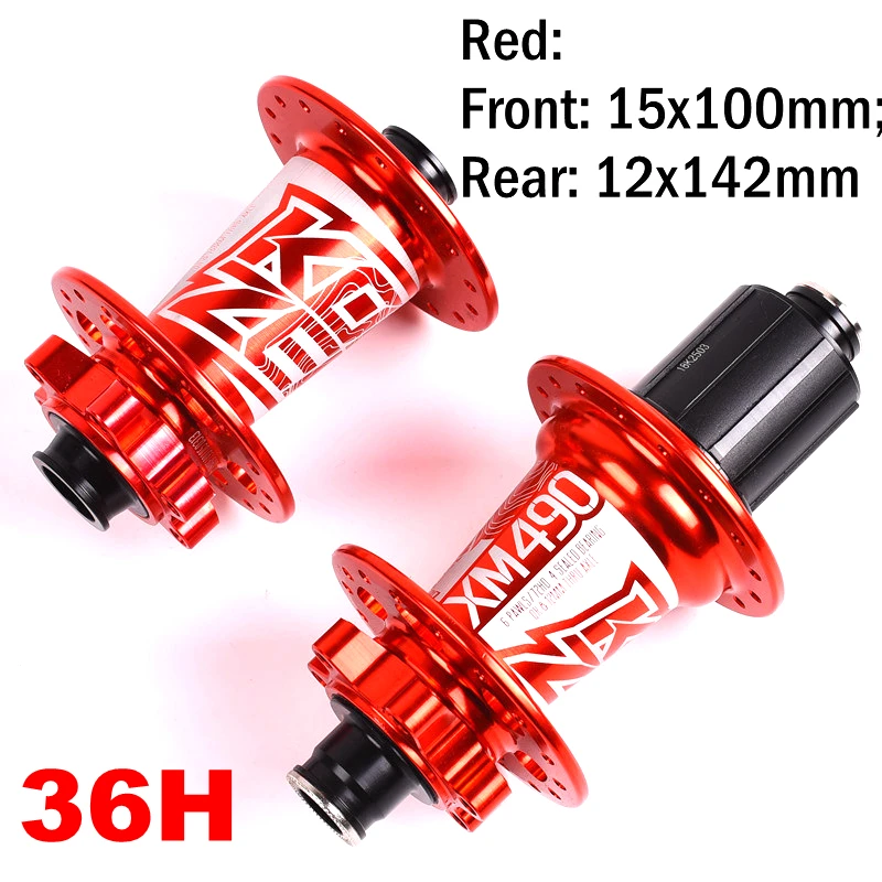 36Red 15X100 12X142 Koozer XM490 втулки MTB дисковый тормоз горного велосипеда концентратор 4 задний подшипник 10*135 мм QR100* 15 12*142 мм через 28/32/36 отверстиями велосипедная ступица - Цвет: 36Red 15X100 12X142