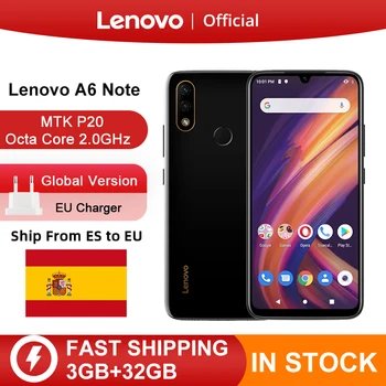 Перейти на Алиэкспресс и купить Глобальная версия смартфона Lenovo A6 Note 3 ГБ 32 ГБ MTK P22, Восьмиядерный, двойная задняя камера 19,5: 9, 6,09 дюйма, 4000 мАч