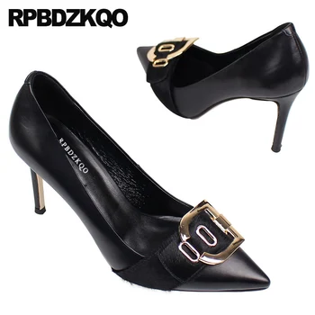 

3 inch black size 33 4 34 thin luxury pumps high heels slip on pointed toe 2019 women quality designer shoes genuine leather