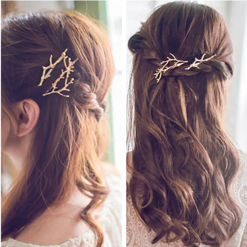 

Vintage Gold Silver Tree Hair Clips Girls Alloy Branch Hairpins Fashion Hairgrips Lady Elegance Metal Hair Accessories For Women