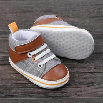 

WEIXINBUY New Sales Baby Boy Lace-up Mixed Colors PU Shoes Soft Sole Canvas Toddler First Walkers Shoes 0-18 Months Prewalkers