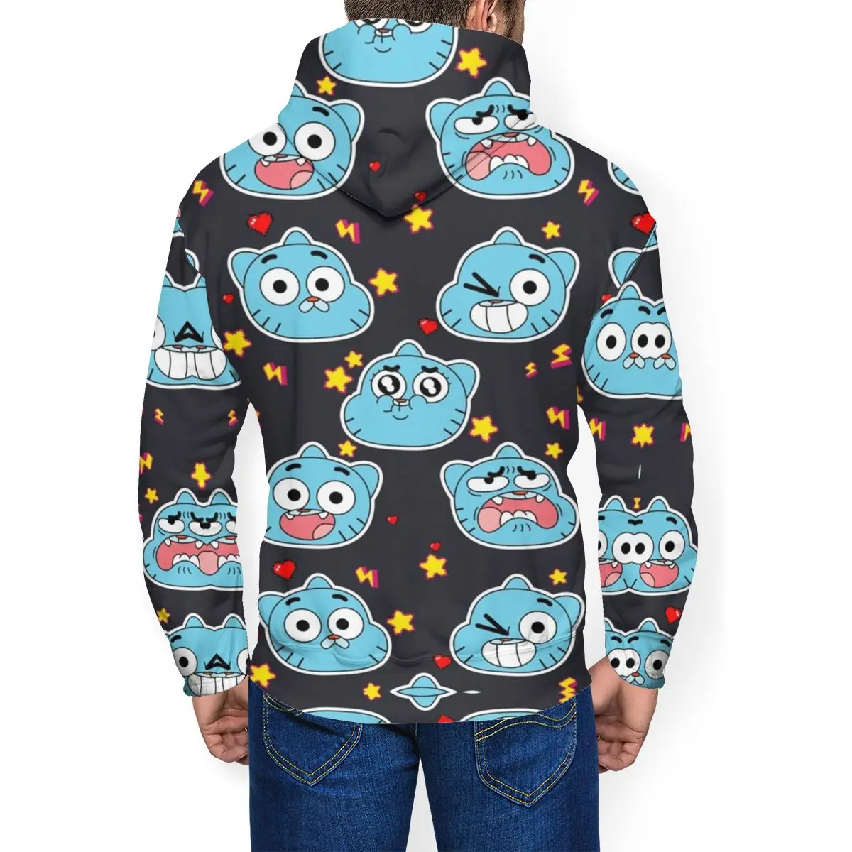 Gumball удивительный мир Толстовка Gumball узор толстовки черный теплый пуловер Толстовка уличная Мужская худи из полиэстера