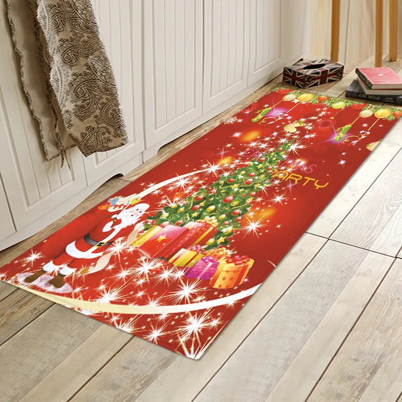 S m X XL 3D Рождественский Санта-Клаус Противоскользящий коврик для кухонной комнаты фланелевый коврик для ванной комнаты
