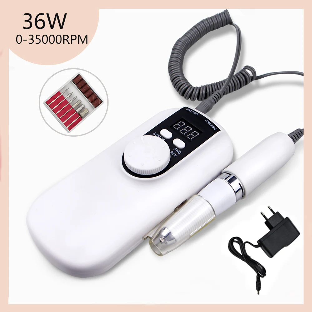 

Rechargeable Nail Drill Machine Kit 35000RPM 36W Manicure Machine Electric Nail File Nail Art Tools Set for Nail Drill bits