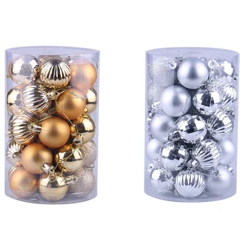 

68pcs 40Mm Christmas Xmas Tree Ball Bauble Hanging Home Party Ornament Decor - 34pcs Gold & 38pcs Silver