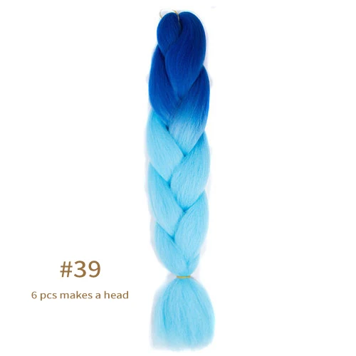 Synthetic jumb Braids Ombre Braiding Hair Extension Box Braid Hair Pink Purple Yellow Golden Colors hair 24inch kanekalons hair B39