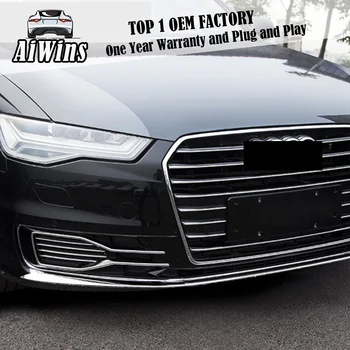 

Car Styling For Audi A6L 16-18 Stainless Steel Front Bumper Cover Front Fog Lamps Covers Stickers Grille Slats Trim