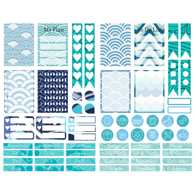 1 pcs blue ocean wave precut scrapbook book journal stationery stickers planner calendar agenda school art craft supplies stationery sticker aliexpress