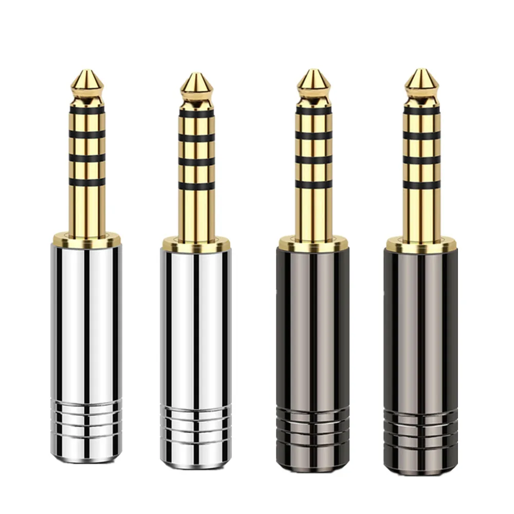 5pcs Earphone Jack 4 4mm 5 Pole Balanced Plug Gold Plated Copper Audio Connector Bright Shell Metal Hifi Headphone Wire Adapters