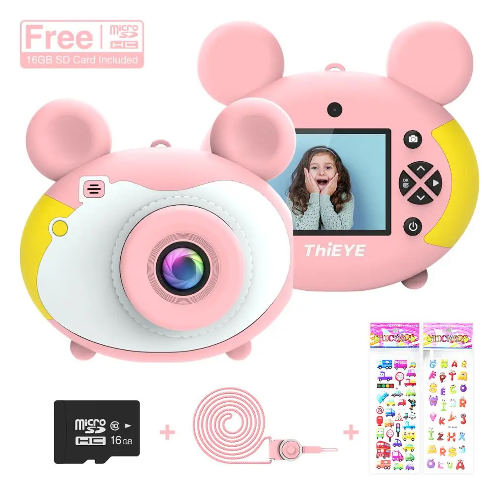 Розовый ThiEYE Kiddy 2 детская игрушечная мини-камера Милая перезаряжаемая цифровая камера с 2-дюймовым экраном дисплея детская развивающая игрушка - Цвет: Розовый