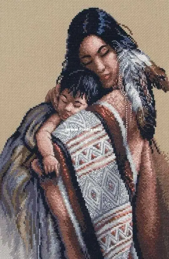 CS-3085 Cross Stitch Kit Tender Touch Embrace Mother and Baby Asleep Love
