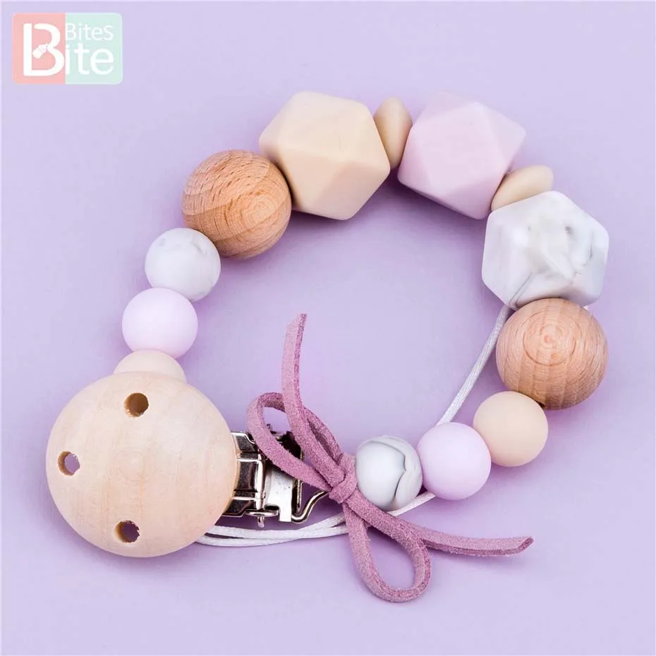 Pacifier Purple Mamihome 1 шт. пустышка Клип цепи ребенок Деревянный Прорезыватель персонализированное имя пищевого класса Силиконовые Бусины зажим для пустышки детские товары - Цвет: Pacifier Purple